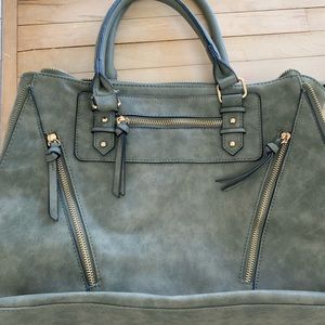 Olive green tote with gold hardware